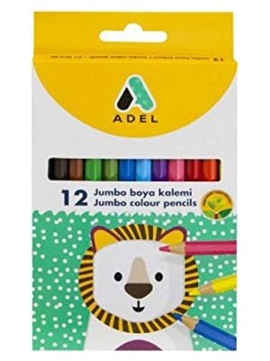 Kazan Hobi Jumbo Boya Kalemi, Çocuklar Için Güvenli, 12 Renk, Kalın Uçlu, Ergonomik Üçgen Gövde, Canlı ve Parlak Renkler