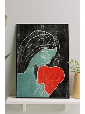Kazan Hobi PSTER14789 Two Heart - Edvard Munch Sanatsal Çerçeveli Tablo 21 x 30