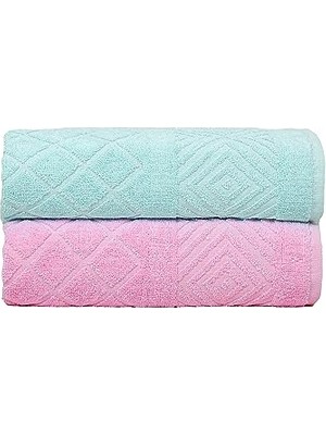 Kazan Hobi Pamuklu El Yüz Havlusu 2'li Set 50 x 90 cm Yeşil-Pembe