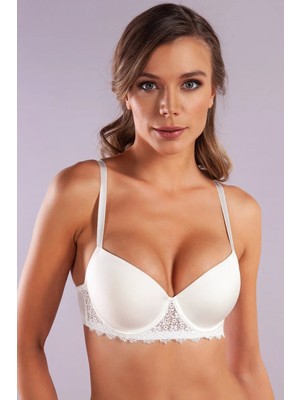 Pileli Store Golshan Garland Big Size Plunge Bra, Ekrı Konforlu ve Şık Sütyen