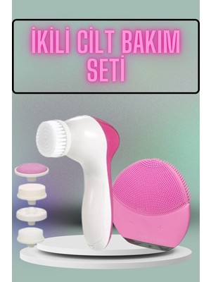 Belirtilmemiş Ikili Cilt Bakım Seti 5 Başlıklı Yüz Temizleme ve Masaj Aleti Canlandırıcı  - LINOST6026-8