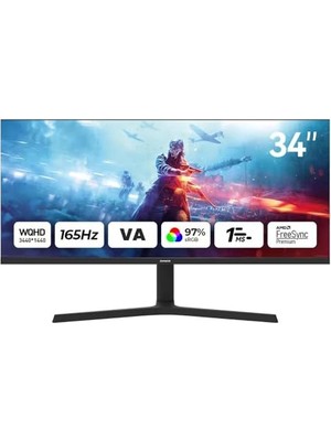 Kazan Hobi MP3424-Y 34" 165Hz 1ms Curved Gaming Monitör – Uwqhd 3440X1440, Ultrawide, HDMI Displayport
