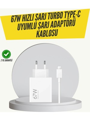 Belirtilmemiş 67W Turbo Hızlı Şarj Adaptörü ve Type-C Kablo Güvenli Şarj Teknolojisi - LINOST9128-8727