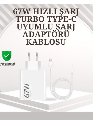 Belirtilmemiş Type-C Uyumlu 67W Turbo Hızlı Şarj Aleti Akıllı Koruma Sistemli - LINOST8850-2240