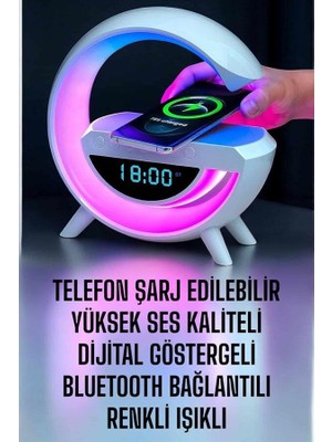 Belirtilmemiş Bluetooth Hoparlör Dijital Göstergeli Wireless Şarj Rgb Işıklı - LINOST4380-9264
