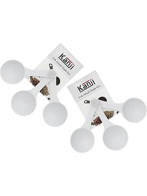Kazan Hobi 6'lı Beyaz Ölçü Kaşığı Seti (2 x 3'lü Takım), 30 ml Plastik Gıda Ölçüm Kaşığı