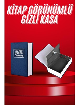 Belirtilmemiş Kitap Görünümlü Gizli Kasa Büyük Boy Anahtarlı Kilitli Para Kasası - LINOST5841-4567