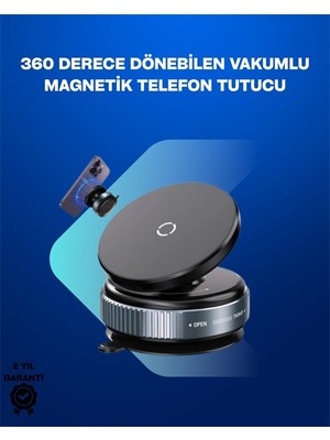 Belirtilmemiş Güçlü Manyetik Tutuşlu 360° Döner Araç Telefon Tutucu – Vakumlu Montajlı - LINOST1916-761