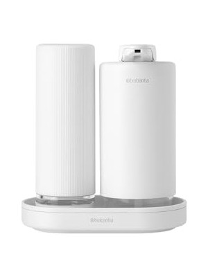 Kazan Hobi Mineral Fresh Beyaz Metal Kaplamalı Dispenser Seti, Tepsili, 2 x 200 ml