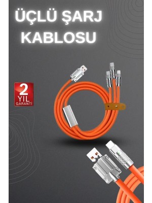 Belirtilmemiş 120W Hızlı Şarj Kablosu Turuncu Yüksek Güç Kapasitesi Çoklu Şarj Girişi - LINOST9366-4739