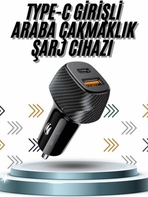 Belirtilmemiş Hızlı Oto Şarj Cihazı 38W Çift Girişli Hızlı Şarj Oto Çakmaklık Type-C - LINOST8203-4727