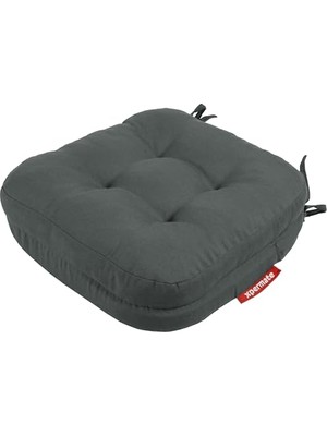 Kazan Hobi 42X42X8 cm Antrasit Çift Kat Sandalye Minderi; Fermuarlı, Yıkanabilir Kılıf, Bağcıklı, Su ve Yağ Itici