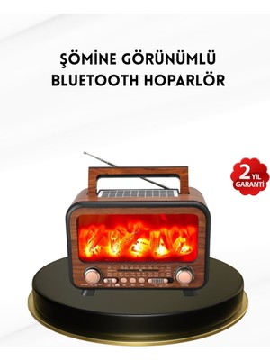 Belirtilmemiş Alev Işığı Efektli Solar Bluetooth Hoparlör Radyo Destekli Taşınabilir Model - LINOST6293-96