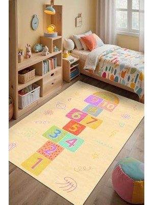 Kazan Hobi Dande Şönil Modern Desen Kaymayı Önleyici Pamuk Tabanlı Yıkanabilir Antibakteriyel Çocuk Halısı 200X300