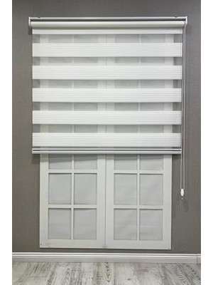 Kazan Hobi Zebra Stor Geniş Plise Güneşlik Perde, Beyaz, 60 x 200