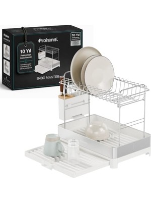 Kazan Hobi Inox Master KD410 Genişletilebilir 2 Katlı Bulaşıklık, 304 Paslanmaz Çelik, Su Tahliyeli