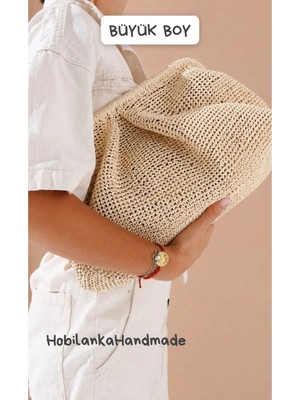 Hobilankahandmade Kadın El Yapımı Burslu Hasır Örme El Çantası - Handmade