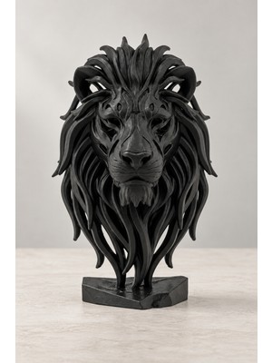 Eb Studio Siyah Yele Tasarımlı Aslan Büstü 19 cm – Dekoratif Masaüstü Biblo