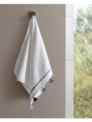Kazan Hobi Gland Yüz Havlusu, Beyaz-Lacivert, 50 x 80