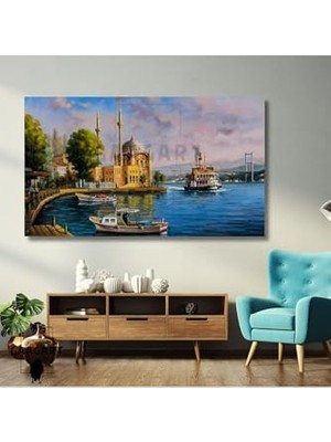 Kazan Hobi Istanbul Manzarası Tekli Yatay Kanvas Duvar Tablosu, 90 x 60