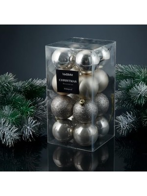 Kazan Hobi New Year Yılbaşı Topu Seti, 16 Parça, Cream, 40 mm