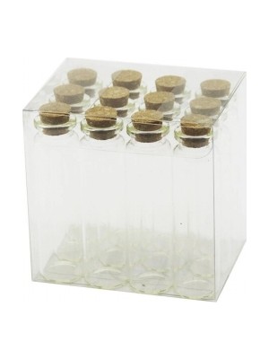 Ecoport Boş Tüp Cam Şişe - 20 ml - Mantar Kapak