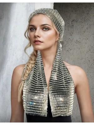 Pileli Store Taşlı Kafa Aksesuarı Kristal Bandana