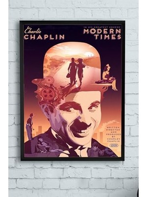 Kazan Hobi PSTER10506 Modern Times Film Afişi Çerçeveli Tablo (30 x 40 Cm)