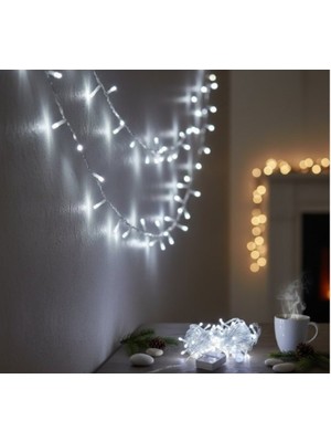 3D Sepetim Damla Uçlu Beyaz Işık Şeffaf Kablo  10M 100 LED