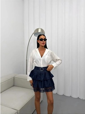 Nido Moda Kadın Dantel Detaylı Mini Etek