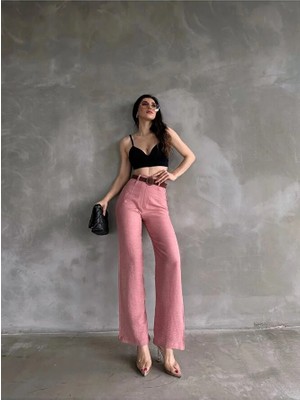 Nido Moda Beli Kemerli Keten Pantolon