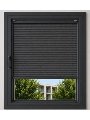 Sineklikstore Antrasit Plise Perde Katlanır Cam Balkon, Mutfak, Salon ve Ofis Perdesi