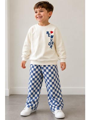 My Kids Wear %100 Pamuklu Sweatshirt Desenli 2'li Erkek Bebek&çocuk Takımı