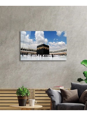 Esranın Dünyası Kabe Manzarası Kutsal Topraklar Dini Islami Cam Tablo, Temperli ve Rodajlı Dayanıklı Cam