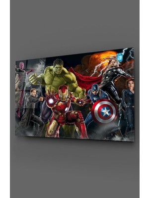 Esranın Dünyası Marvel Karakterleri Cam Tablo