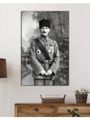 Esranın Dünyası Üniformalı Atatürk Portresi Cam Tablo, Darbelere Dayanıklı Kırılmaz Temperli