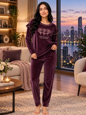 Sunzer Homewear Charme Bayan Kışlık Kadife Pijama Takımı