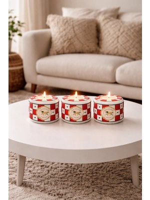 Feray Home Mumluk - 3'lü Seramik Tilayt Mumluk Kırmızı Damalı