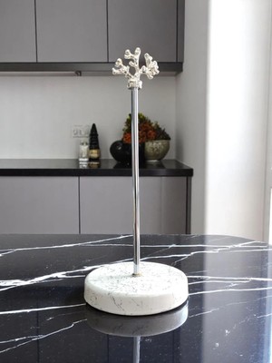 Feray Home Kağıt Havluluk - Beyaz Mermer Gümüş