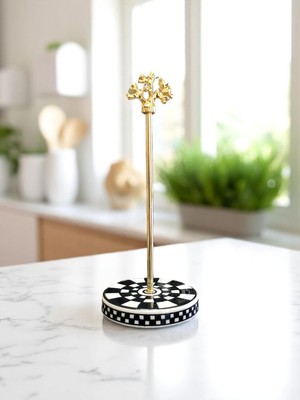 Feray Home Kağıt Havluluk - Siyah Damalı Gold