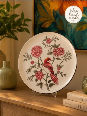 Feray Home Dekoratif Seramik Tabak 30 cm Collection Kuş Desenli