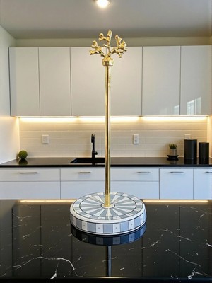 Feray Home Kağıt Havluluk - Gri Dama Dik Desen Gold