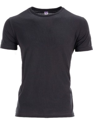 Butik Sade Siyah Basic Sıfır Yaka Penye Tişört