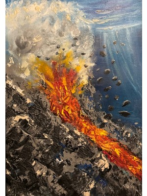 Tokyo Sanat Ateşin Denize Yolculuğu Yağlı Boya Tablo