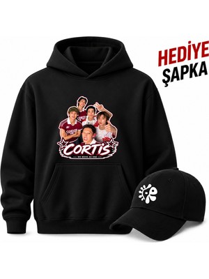 BarsDepo Cortıs Baskılı Sweatshirt Hoodıe %100 Pamuk ( Sapka Hedıyelı )