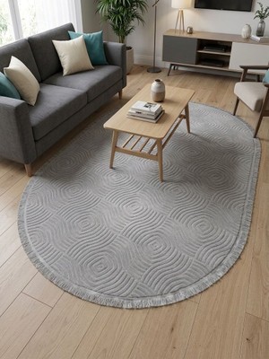 Merinos Elagans Joy Rölyef Bohem Kaymaz Taban Oval Püsküllü Halı Yolluk Salon, Mutfak ,oda ve Koridor