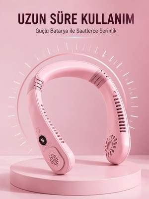 SS Home Concept Pembe Boyun Fanı Sessiz Çalışan USB Şarjlı Taşınabilir Kişisel Serinletici