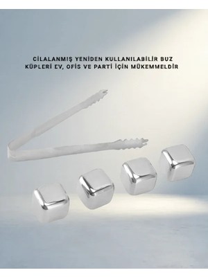 Şık Metal Buz Küpleri 4 Adet Çok Amaçlı Kullanım