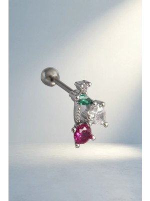 Zirkon Taşlı Çelik Tragus Piercing Takı