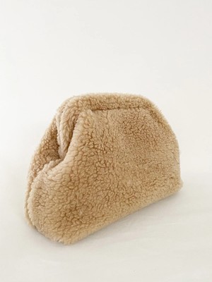 Heybes Kadın Kahve Peluş Teddy Clutch Çanta